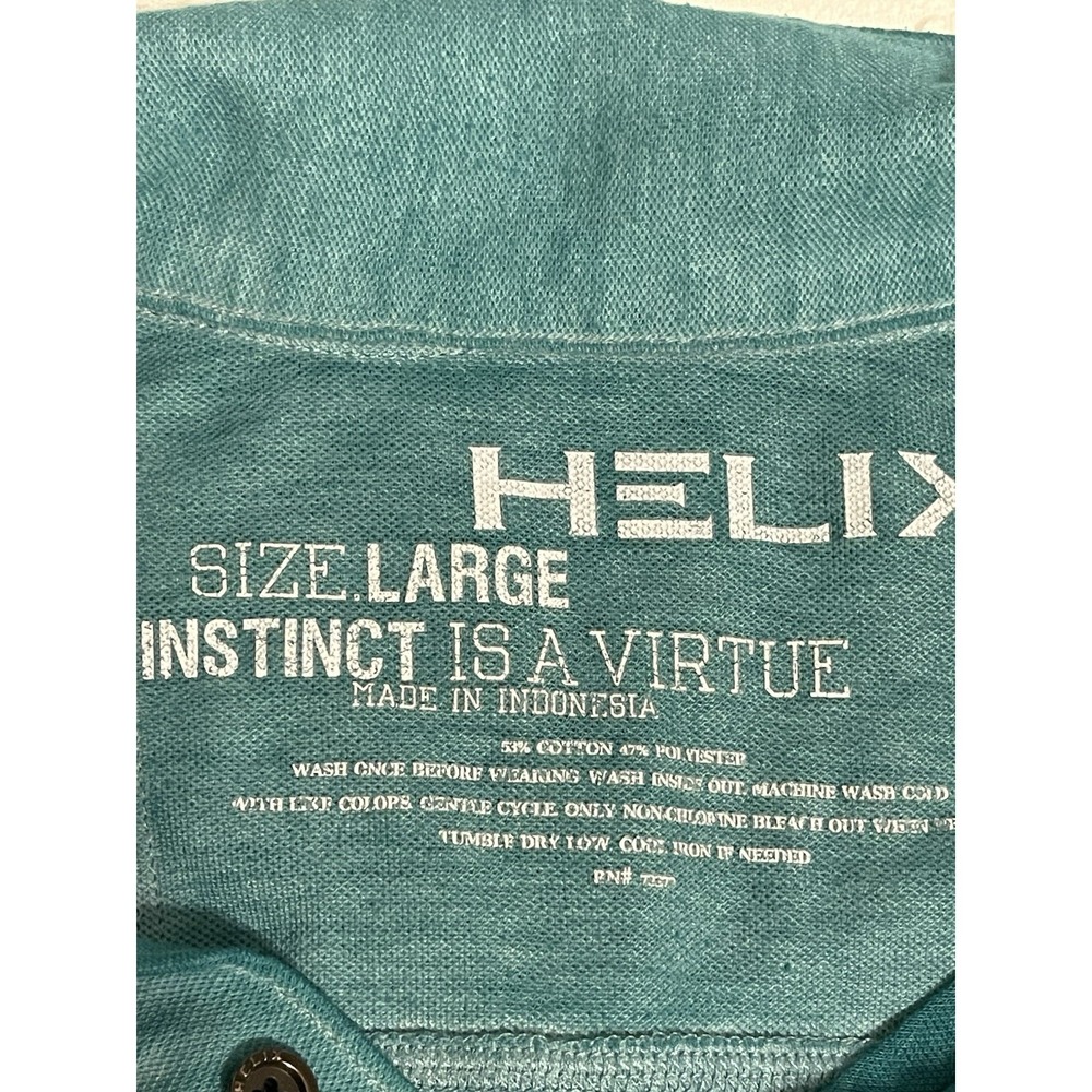 Helix Men's Polo Shirt Size Large Teal Green - Picture 9 of 9